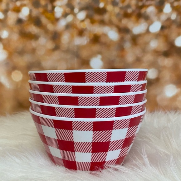 Nautica Home's Checkered Red and White Shatterproof Melamine Set of 4 Bowls - Picture 1 of 1